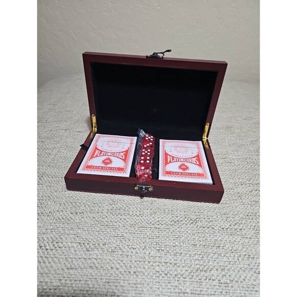 Double Deck Playing Cards Box with Hinged Lid with 5 dices NEW Sealed **READ - Picture 1 of 7